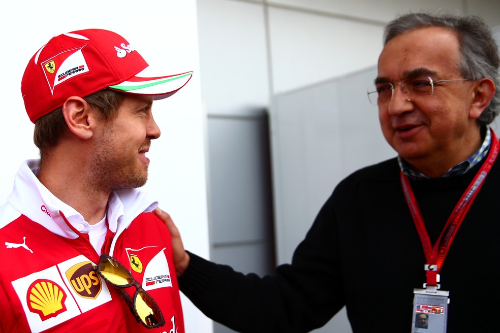 Sergio Marchionne ao lado de Sebastian Vettel (Foto: Getty Images)