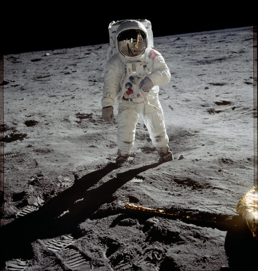 Buzz Aldrin na Lua em 1969 — Foto: Nasa/Divulgação