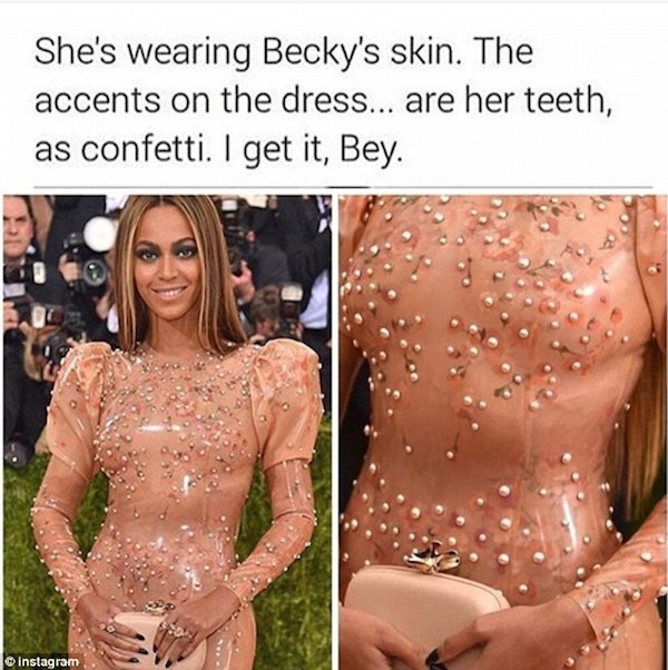 O vestido de Beyoncé virou motivo de piada (Foto: Reprodução)