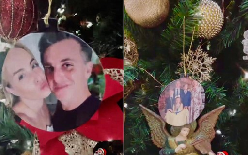 Angélica mostra árvore de natal com fotos da família Huck nas 