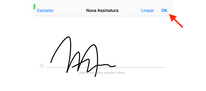 Definindo uma assinatura em um documento recebido pelo Mail do iOS 9 pelo iPhone (Foto: Reprodução/Marvin Costa)