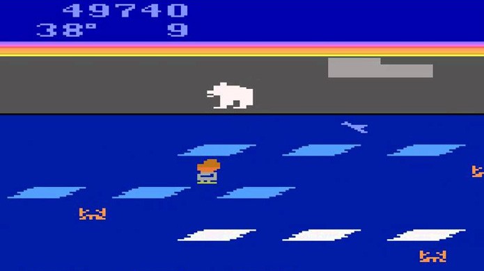 Clássico game Frostbite do Atari 2600 trazia um esquimó que precisava se proteger do frio (Foto: Reprodução/YouTube)