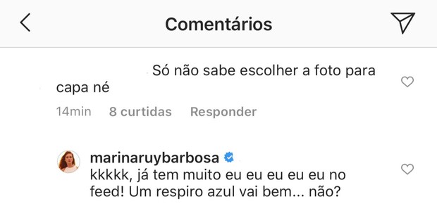 Marina Ruy Barbosa responde seguidor (Foto: Reprodução/Instagram)