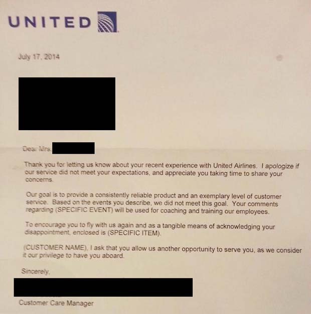 United Airlines envia mensagem padrão em resposta a reclamação de cliente (Foto: Reprodução Reddit)
