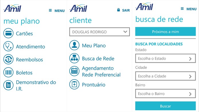 Amil Clientes é um aplicativo para Windows Phone com informações sobre plano de saúde do cliente (Foto: Divulgação/Windows Store)