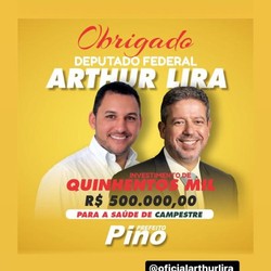 Reprodução de postagem feita na rede social do prefeito de Campestre (AL), agradecendo o envio de emendas de Lira