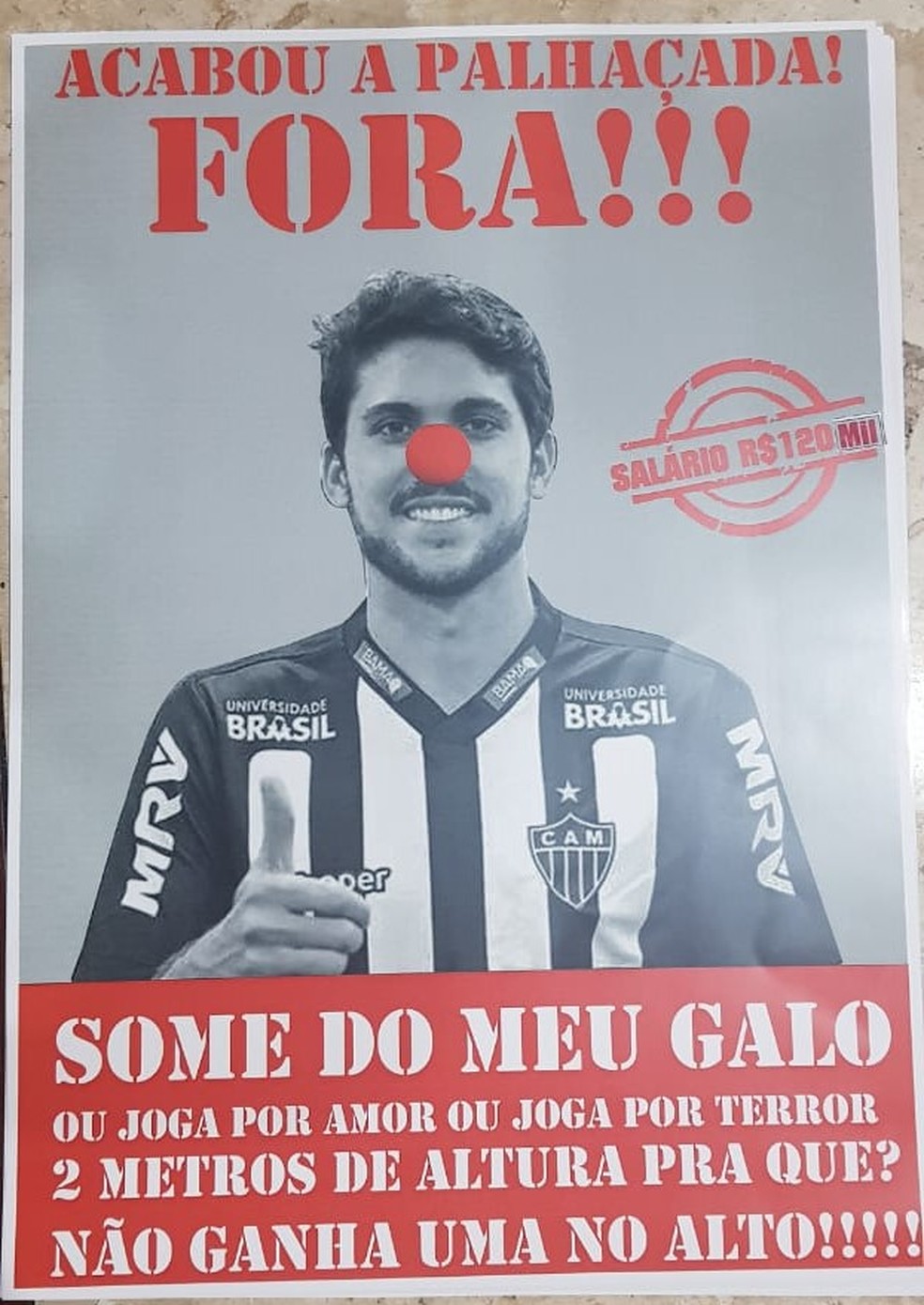 AtuaÃ§Ãµes do zagueiro Igor Rabello foram criticadas no cartaz â€” Foto: ReproduÃ§Ã£o / internet