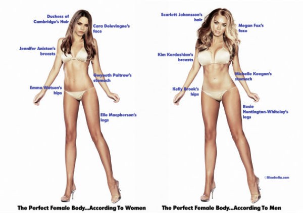 Montagem mostra as partes dos corpos das famosas que formariam um corpo ideal (Foto: Reprodução)