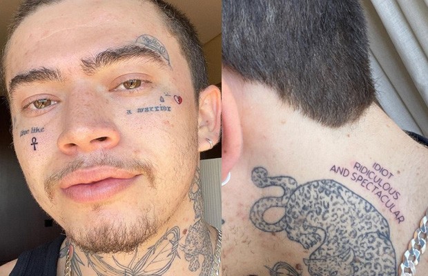 Whindersson Nunes mostra mais tatuagens no rosto: 'Não me matem. Deu vontade' (Foto: reprodução/instagram)