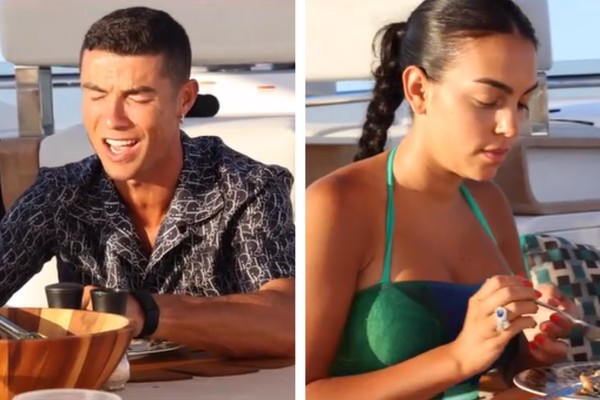 Cristiano Ronaldo canta e mostra refeição com a namorada, Georgina, durante férias em superiate de R$ 38 milhões  (Foto: Reprodução/Instagram)