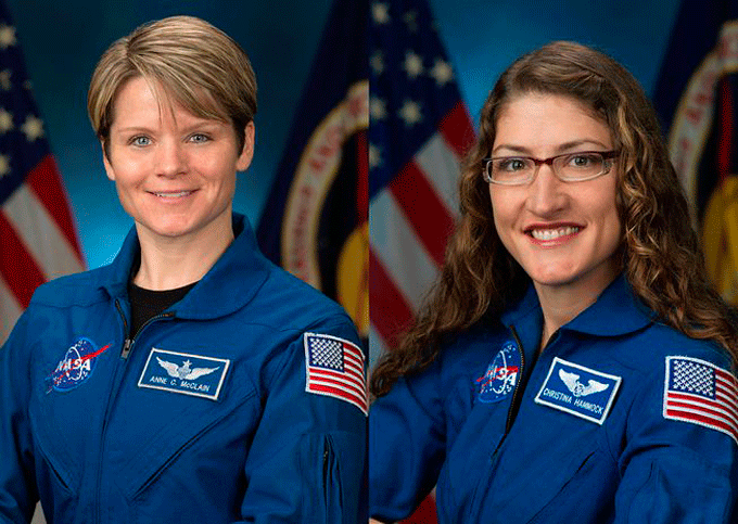 As astronautas Anne McClain e Christina Koch (Foto: NASA/Divulgação)