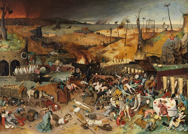 Representação de uma cidade europeia atingida pela peste bubônica (Foto: Pieter Bruegel/Museo del Prado)
