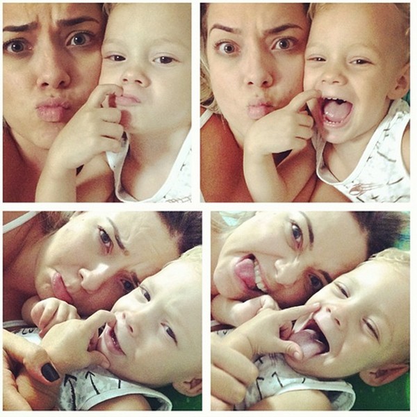 Davi Lucca, filho de Neymar, com a mãe, a estudante Carolina Dantas (Foto: Reprodução/Instagram)