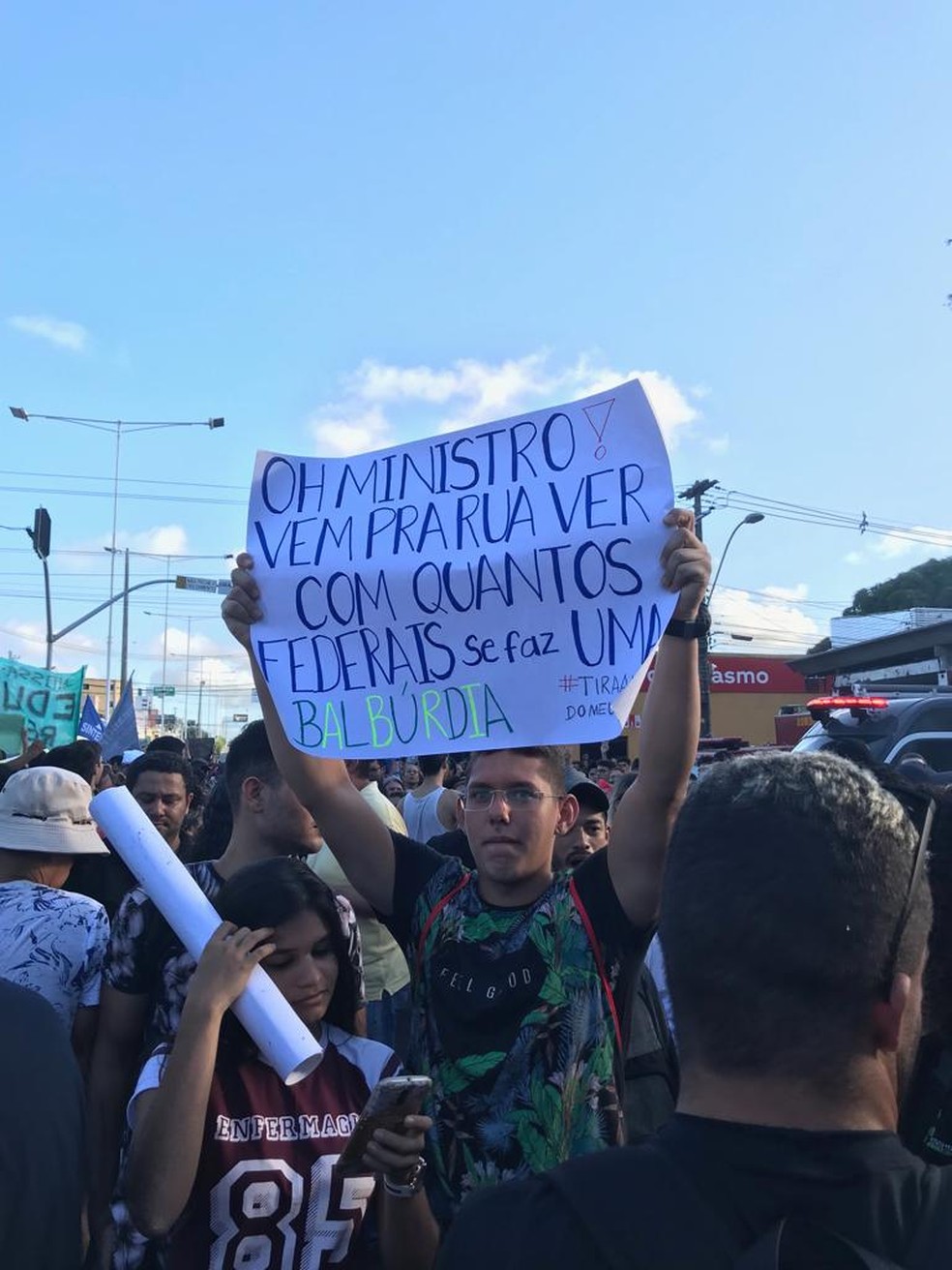 Natal (RN) tem protesto contra bloqueios na educação — Foto: Rafael Barbosa/G1