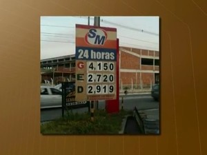 Gasolina chegou a R$ 4,15 em posto de combustível de João Pessoa (Foto: Reprodução/ TV Cabo Branco)