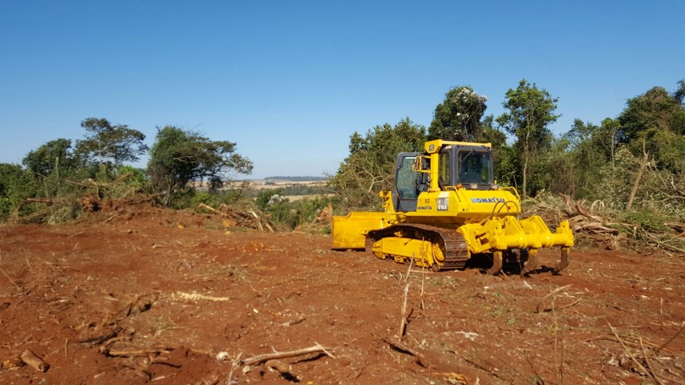 Polícia Ambiental apreende máquinas usadas para desmatamento em Matelândia (Foto: Divulgação/Polícia Ambiental)
