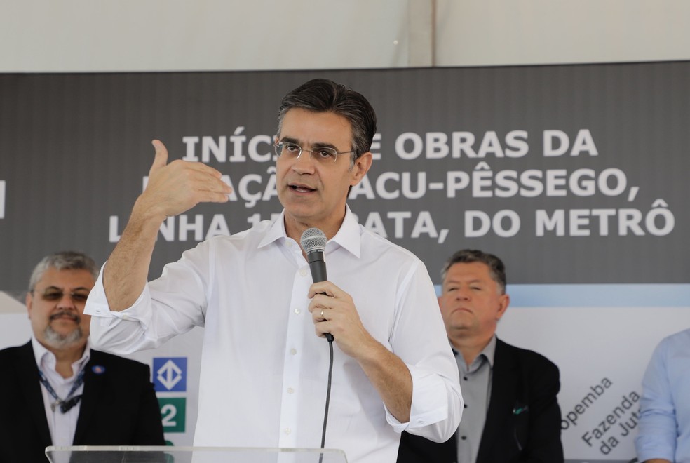 O governador de SP, Rodrigo Garcia (PSDB), em coletiva de imprensa na Zona Leste de SP nesta quinta-feira (15). — Foto: Divulgação/GESP