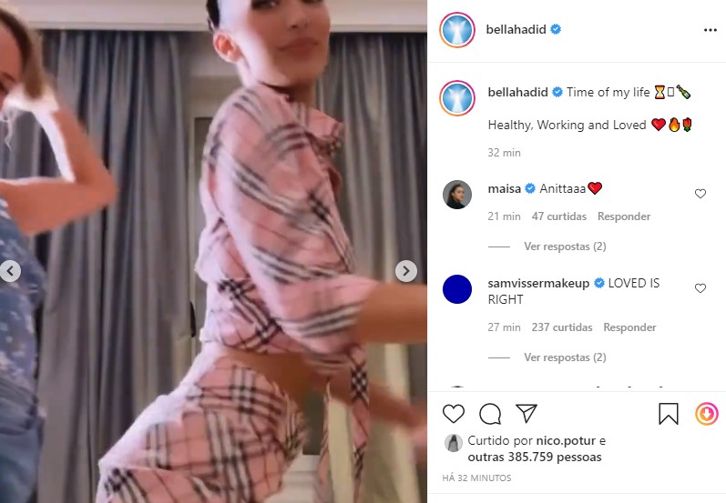 Bella Hadid posa com novo namorado (Foto: Reprodução Instagram)