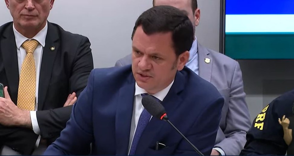 Ministro Anderson Torres em audiência audiência pública conjunta das comissões de Direitos Humanos e de Trabalho da Câmara dos Deputados para esclarecer caso Genivaldo. — Foto: Reprodução/Redes Sociais