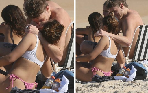 Pedro Novaes troca muitos beijos em dia de praia no Rio