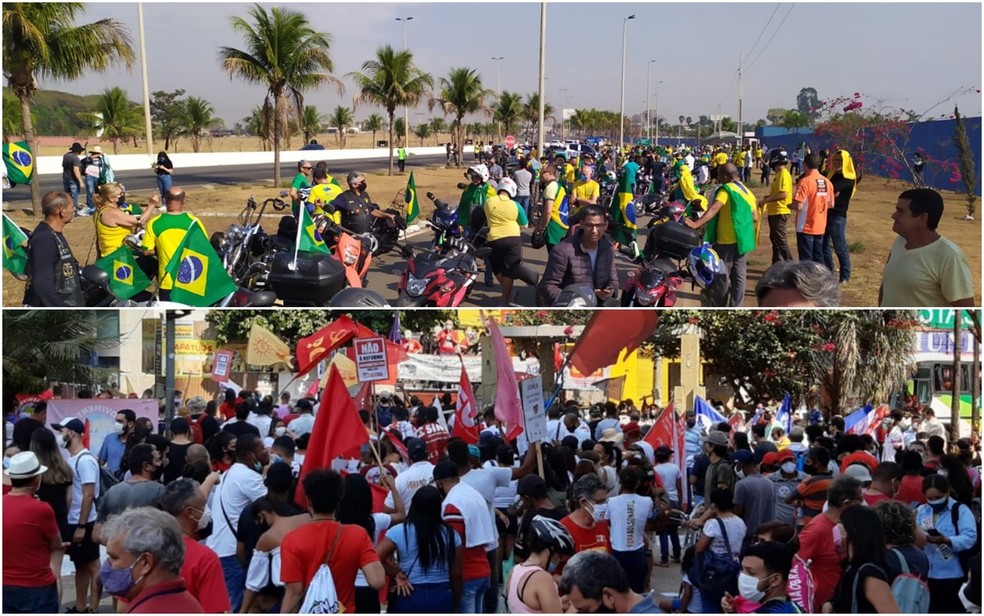 Goiânia tem atos a favor e contra Bolsonaro neste 7 de setembro — Foto: Reprodução/TV Anhanguera