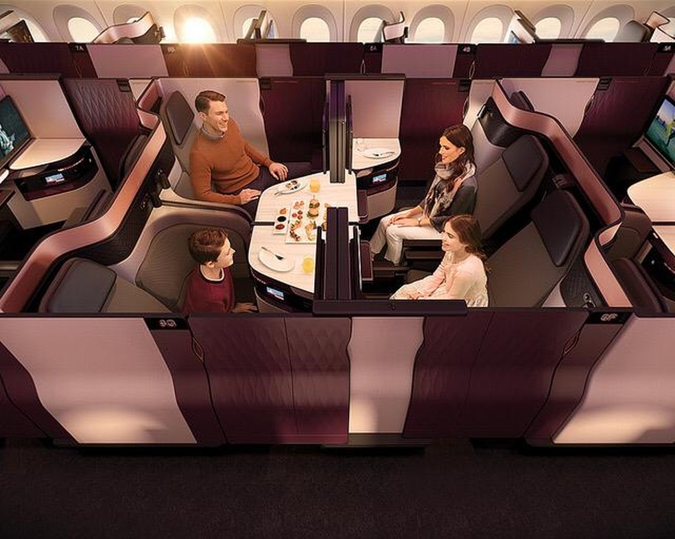 Classe executiva do boeing 777 da Qatar Airways  &mdash; Foto: Divulga&ccedil;&atilde;o
