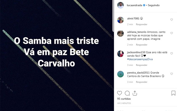 Famosos lamentam morte de Beth Carvalho (Foto: Reprodução/Instagram)