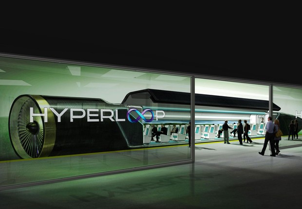 Projeto conceitual de uma estação Hyperloop criado pela Hyperloop Technologies, uma das empresas pioneiras no desenvolvimento do sistema (Foto: Divulgação)