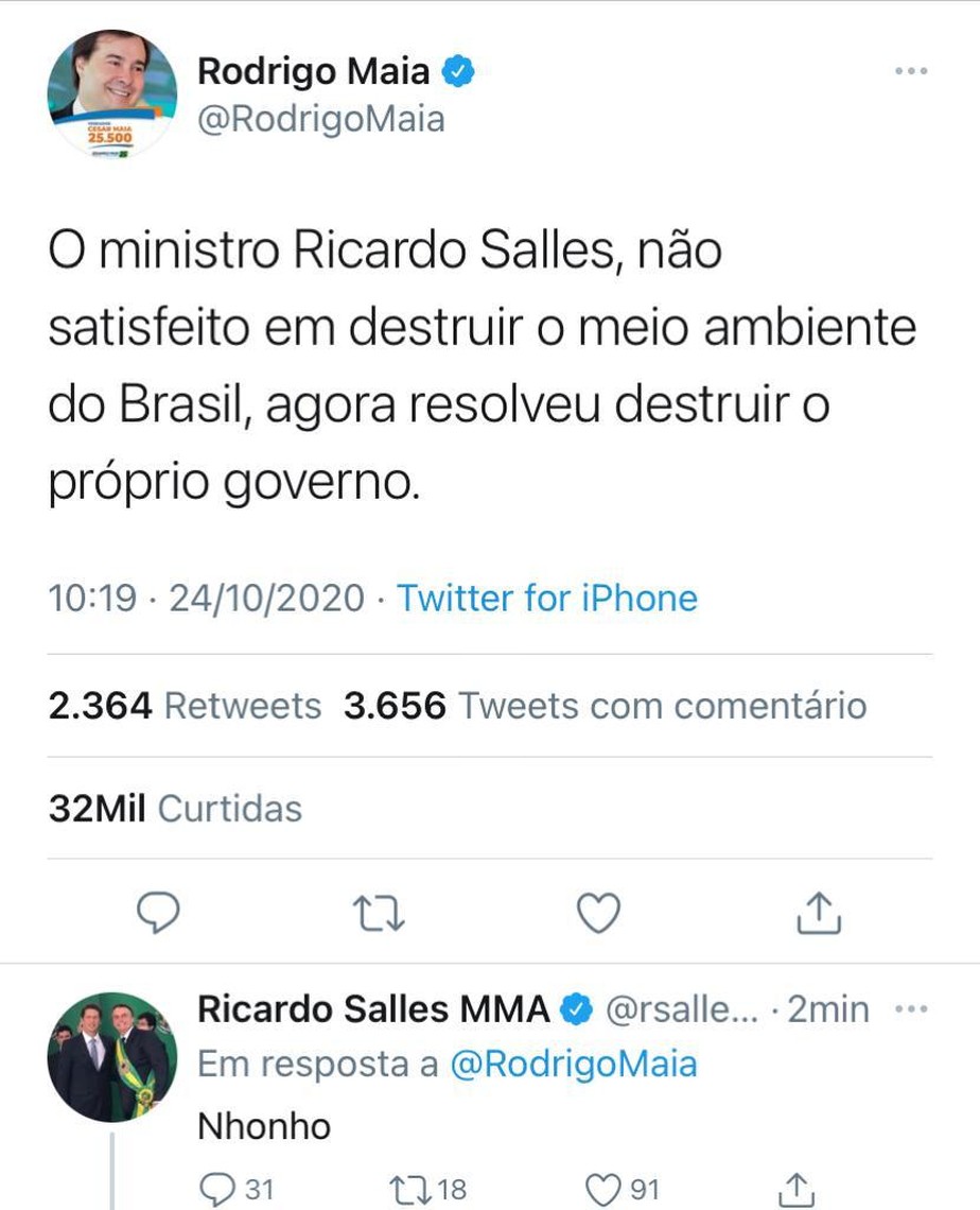 Apos 4 Dias Salles Responde A Maia E O Chama De Nhonho Em Rede Social Politica Valor Economico