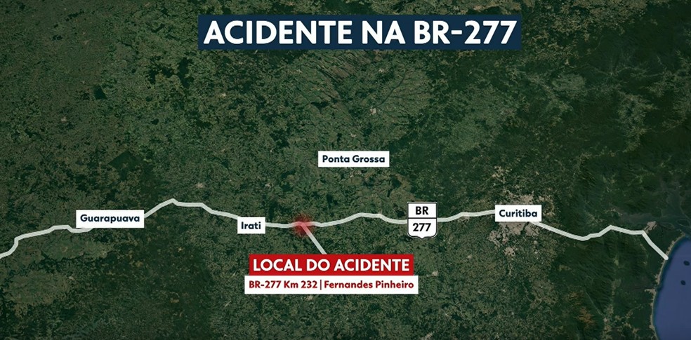 Acidente foi na BR-277, em Fernandes Pinheiro — Foto: Reprodução/RPC