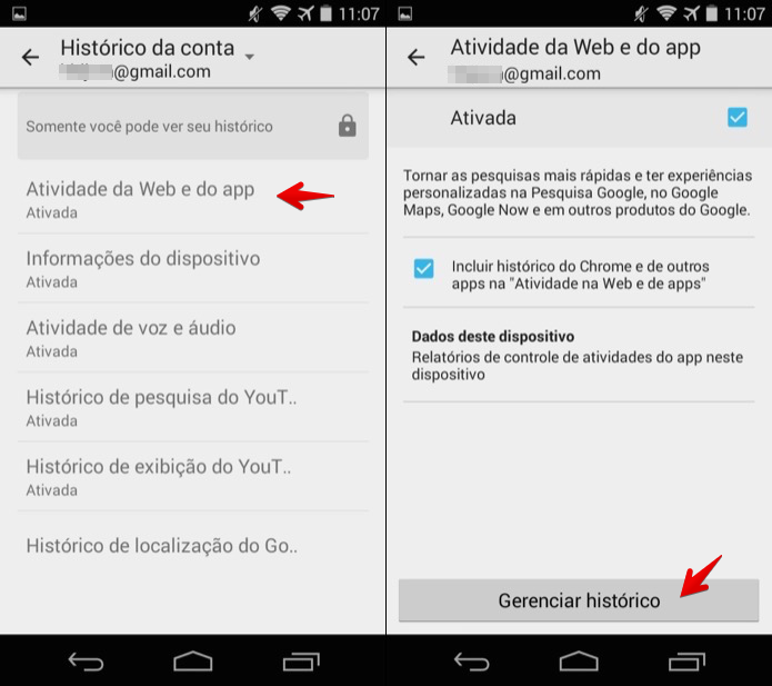 Gerenciando o histórico de buscas (Foto: Reprodução/Helito Bijora)