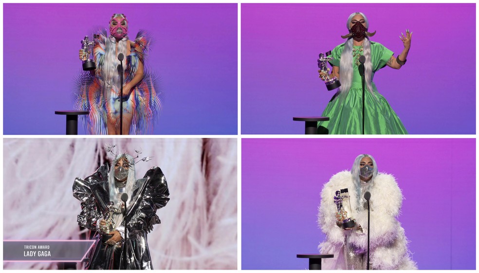 Lady Gaga mudou de look várias vezes durante premiação do VMA 2020  — Foto: VIACOM via REUTERS