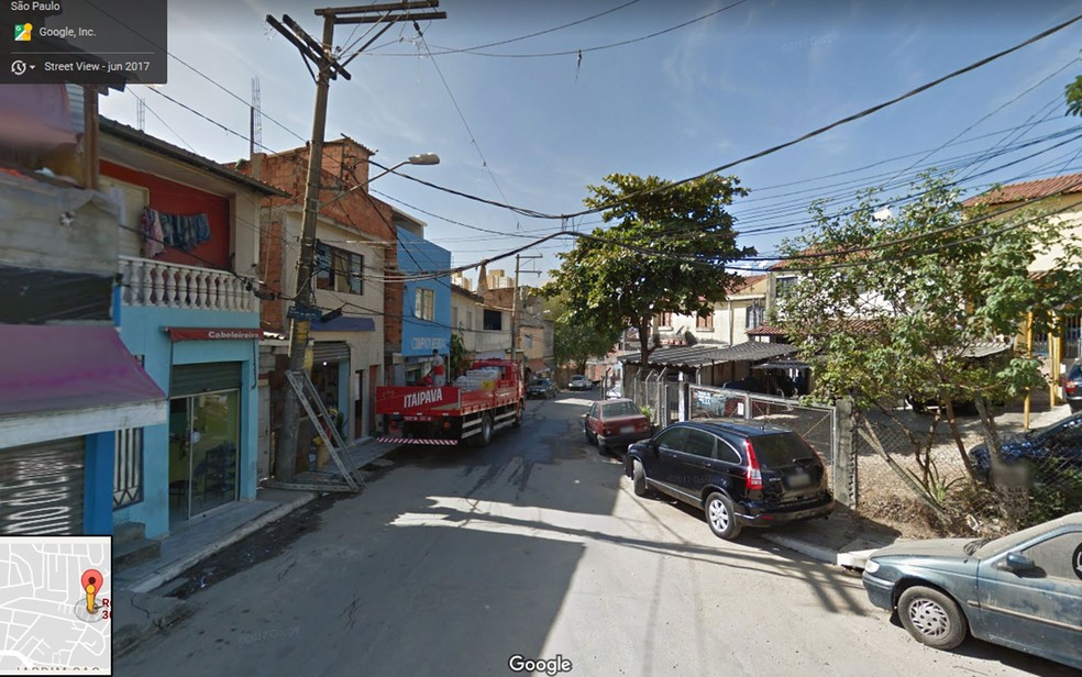 Rua Menino do Engenho, onde ao menos 17 pessoas ficaram feridas apÃ³s ataque a tiros na noite de domingo (27) na Zona Sul de SÃ£o Paulo (Foto: ReproduÃ§Ã£o/Google Maps)