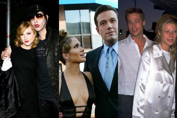 Marilyn Manson e Evan Rachel Wood, Jennifer Lopez e Ben Affleck, Brad Pitt e Gwyneth Paltrow (Foto: Getty Images)