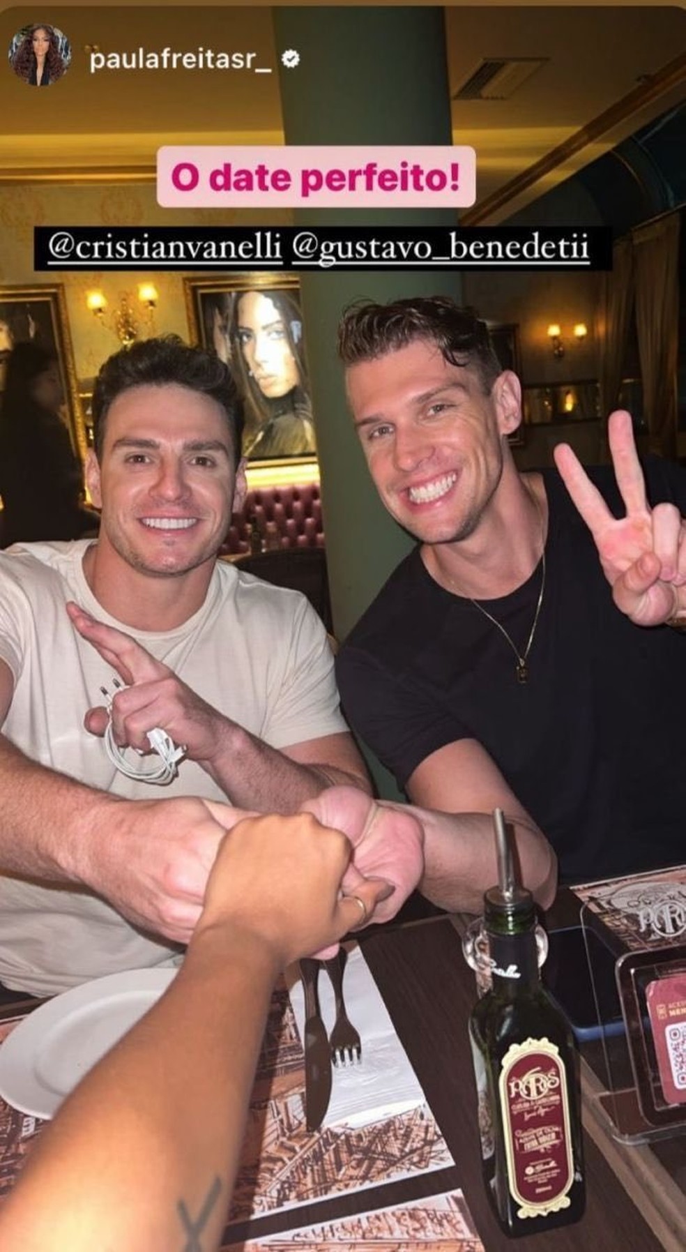 Paula sobre o encontro com Gustavo e Cristian: 'O date perfeito!' — Foto: Reprodução instagram