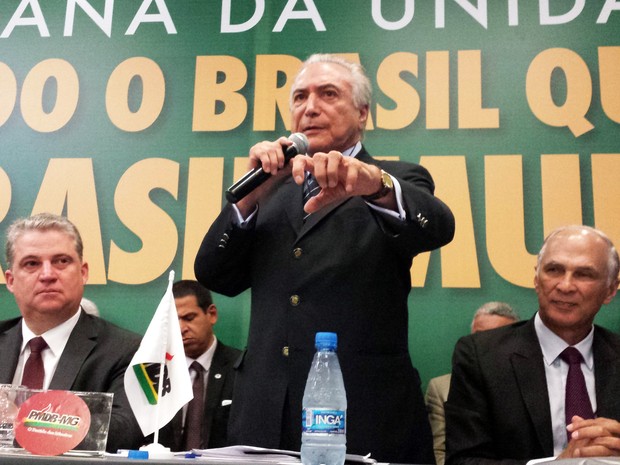 Vice-presidente Michel Temer participa de reunião do PMDB em Belo Horizonte (Foto: Pedro Ângelo/G1)