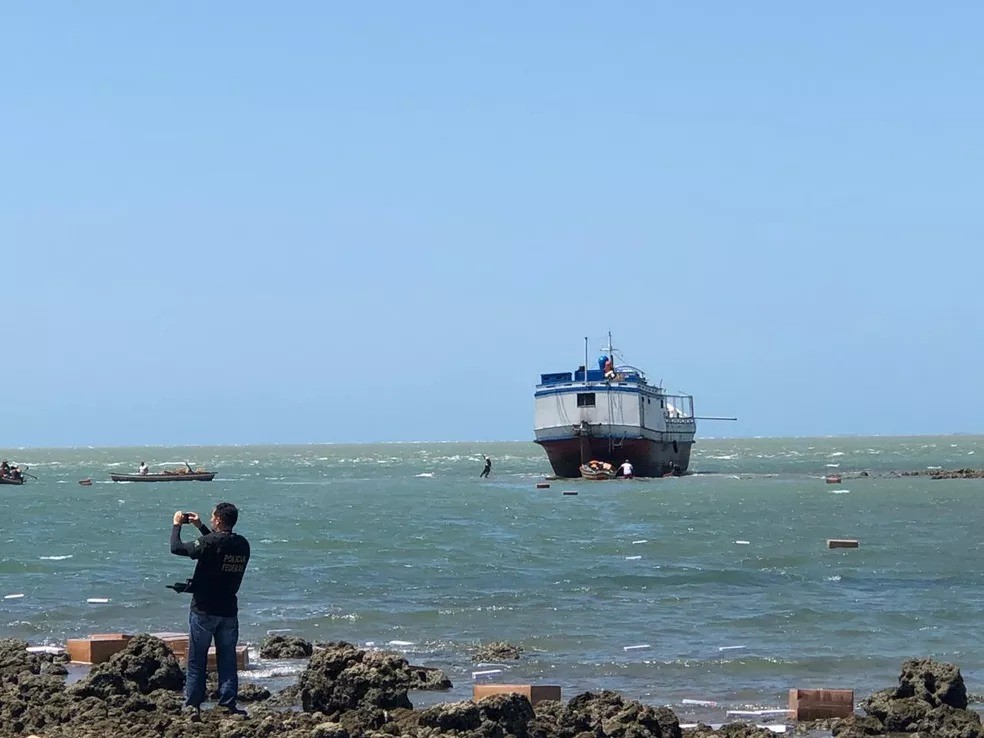 Após furto, navio cargueiro foi abandonado no Maranhão — Foto: Divulgação/PF