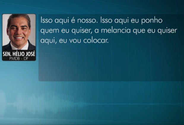 Senador Hélio José diz, em gravação, que pode indicar 'a melancia que quiser' para cargo (Foto: TV Globo/Reprodução)