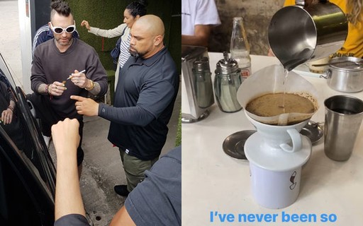 Adam Levine se encanta por café brasileiro e distribui autógrafos em SP