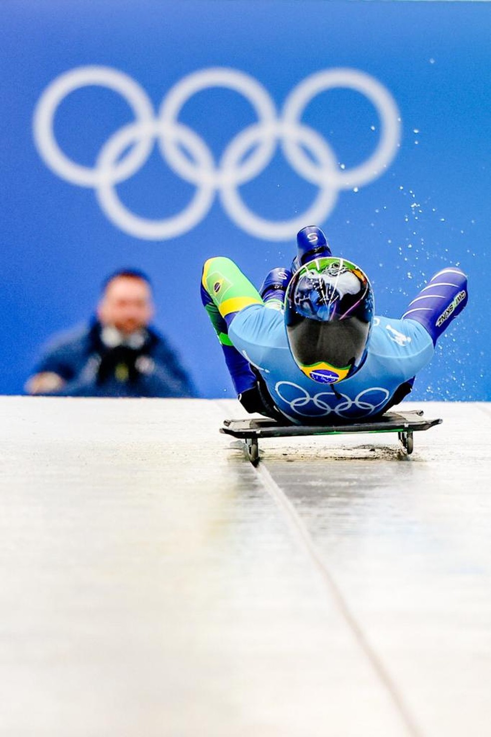 Nicole Silveira faz sua primeira volta no skeleton nas Olimpíadas de Inverno Pequim 2022 — Foto: Wander Roberto/@ANOC Olympic