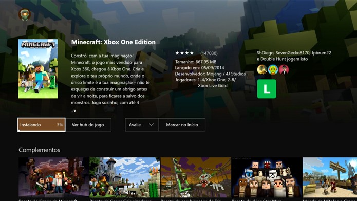Aguarde o download do Minecraft (Foto: Reprodução/Murilo Molina)