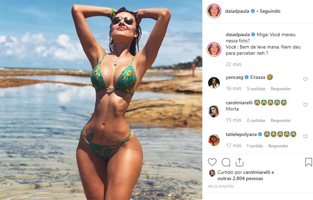 Daiane de Paula exagera propositalmente no Photoshop (Foto: Reprodução/Instagram)