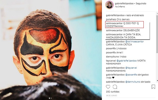 Comentários de Solimões na foto do filho, Gabriel (Foto: Reprodução/ Instagram) Comentários de Solimões na foto do filho, Gabriel (Foto: Reprodução/ Instagram)