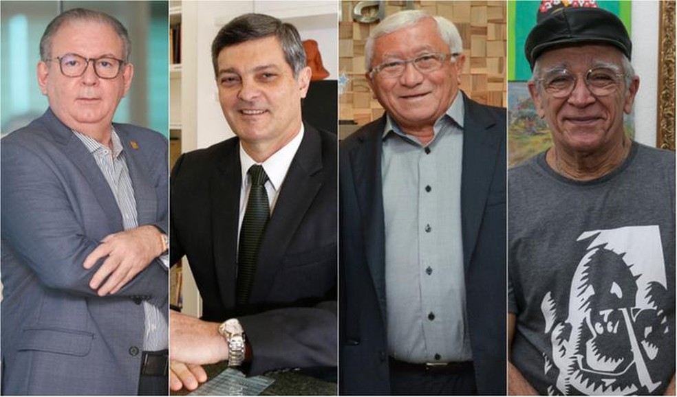 Os homenageados do Troféu Sereia de Ouro são: o presidente da Federação das Indústrias do Estado do Ceará, Ricardo Cavalcante; o desembargador do Tribunal Regional Federal da 5ª Região, Cid Marconi; o presidente da Unimed Ceará, Darival Bringel; e o cartunista Mino Castelo Branco. — Foto: Reprodução