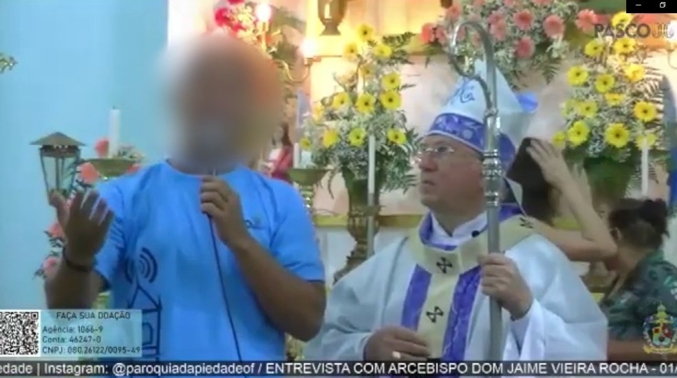 Arcebispo Dom Jaime Vieira Lima se recusou a dar entrevista para repórter de paróquia — Foto: Reprodução