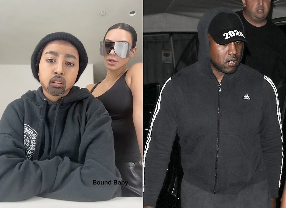 Primogênita de Kim Kardashian e Kanye West, North, se caracterizou como o pai em novo vídeo para o TikTok