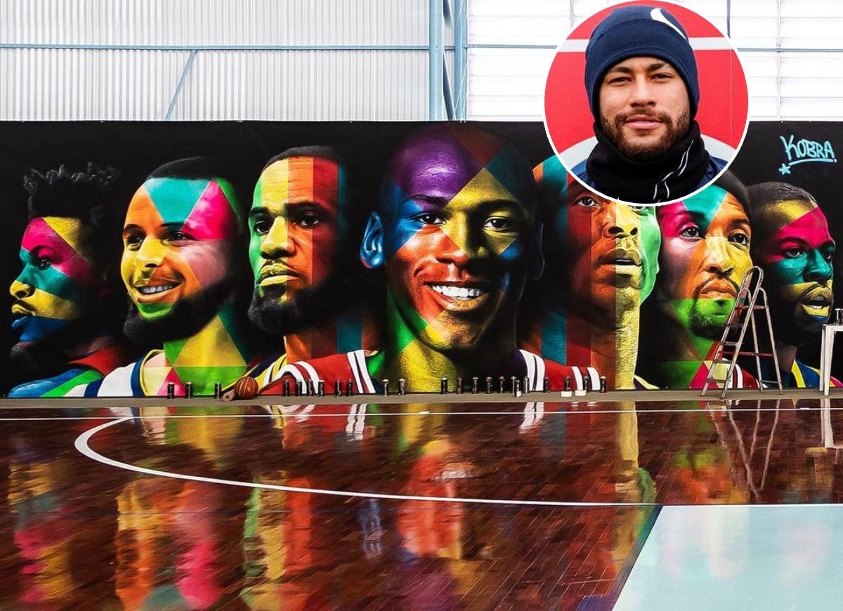 Painel me quadra de basquete de Neymar (Foto: Reprodução/Instagram)