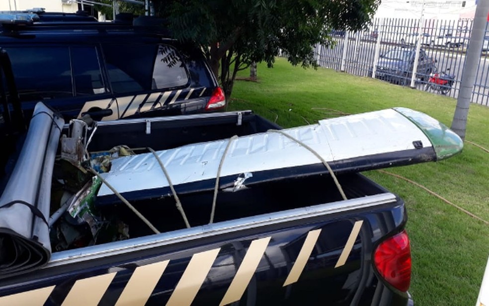 Parte da asa foi recolhida pelos policiais  — Foto: PF/SE