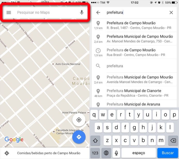 Encontrando um destino no Google Maps (Foto: Reprodução/Helito Bijora)