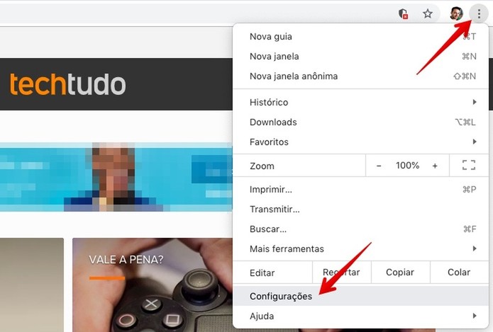 Acesse as configurações do Chrome (Foto: Reprodução/Helito Bijora) Acesse as configurações do Chrome (Foto: Reprodução/Helito Bijora)
